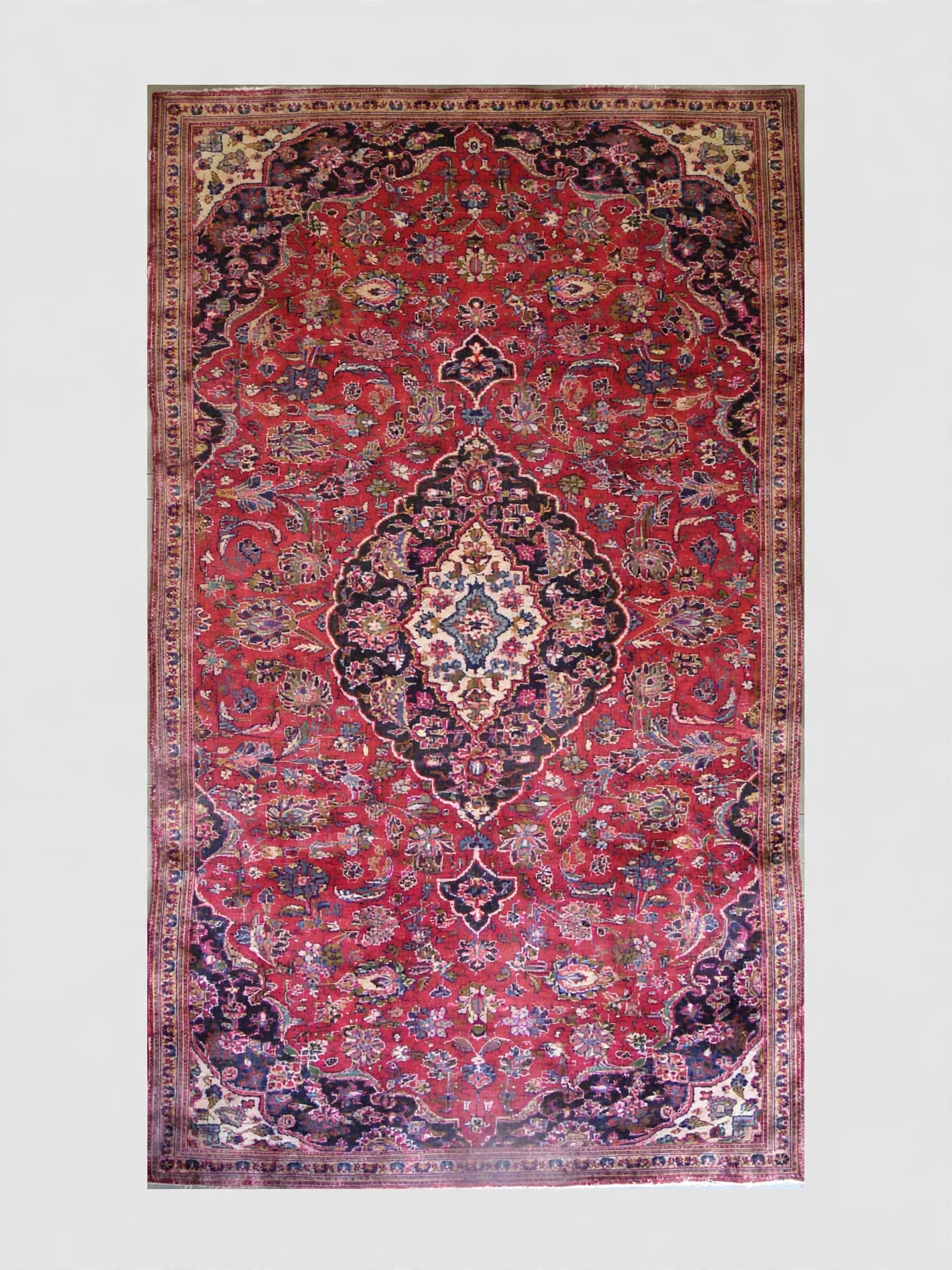 Hand Knotted Persian Ardakan Vintage Rug, Traditional Wool Area Rug, 10 ft 2 in x 7 ft 10 in, flat view